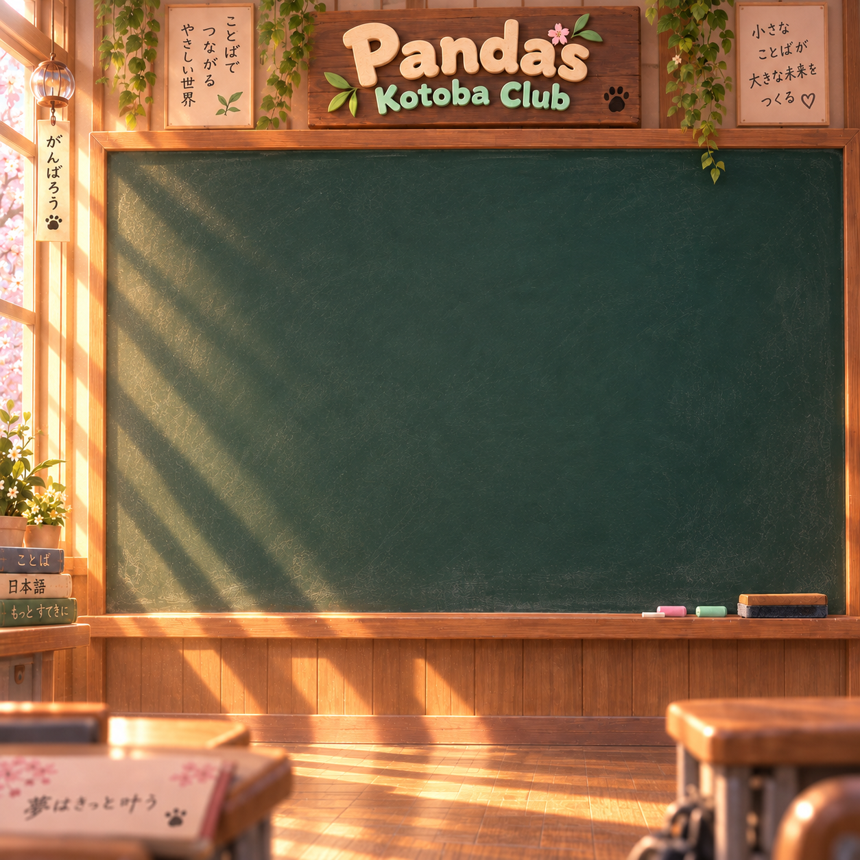 A sunlit Japanese classroom